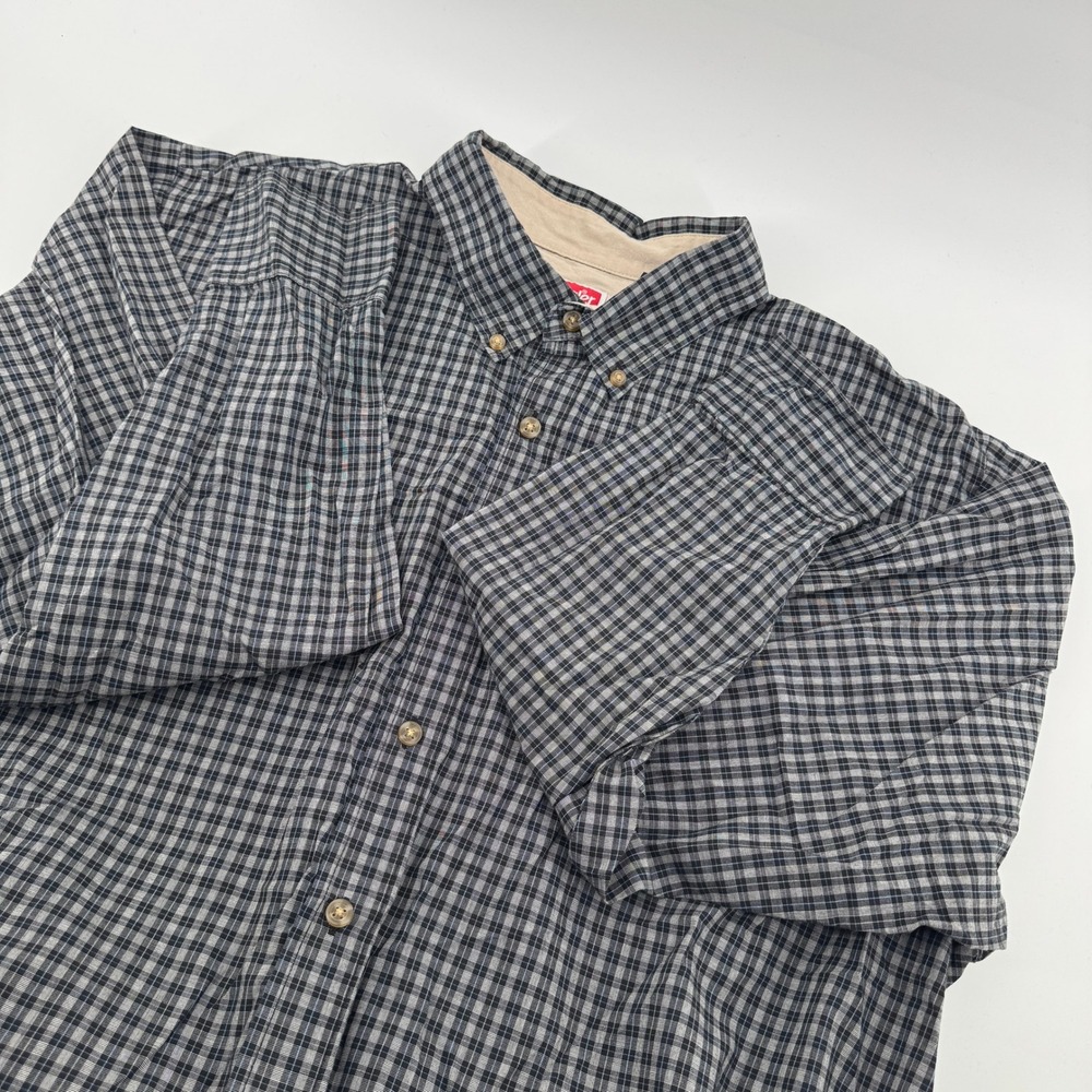 Wrangler Mens XL Button Down Shirt Plaid Wrinkle Resist Long Sleeve‎